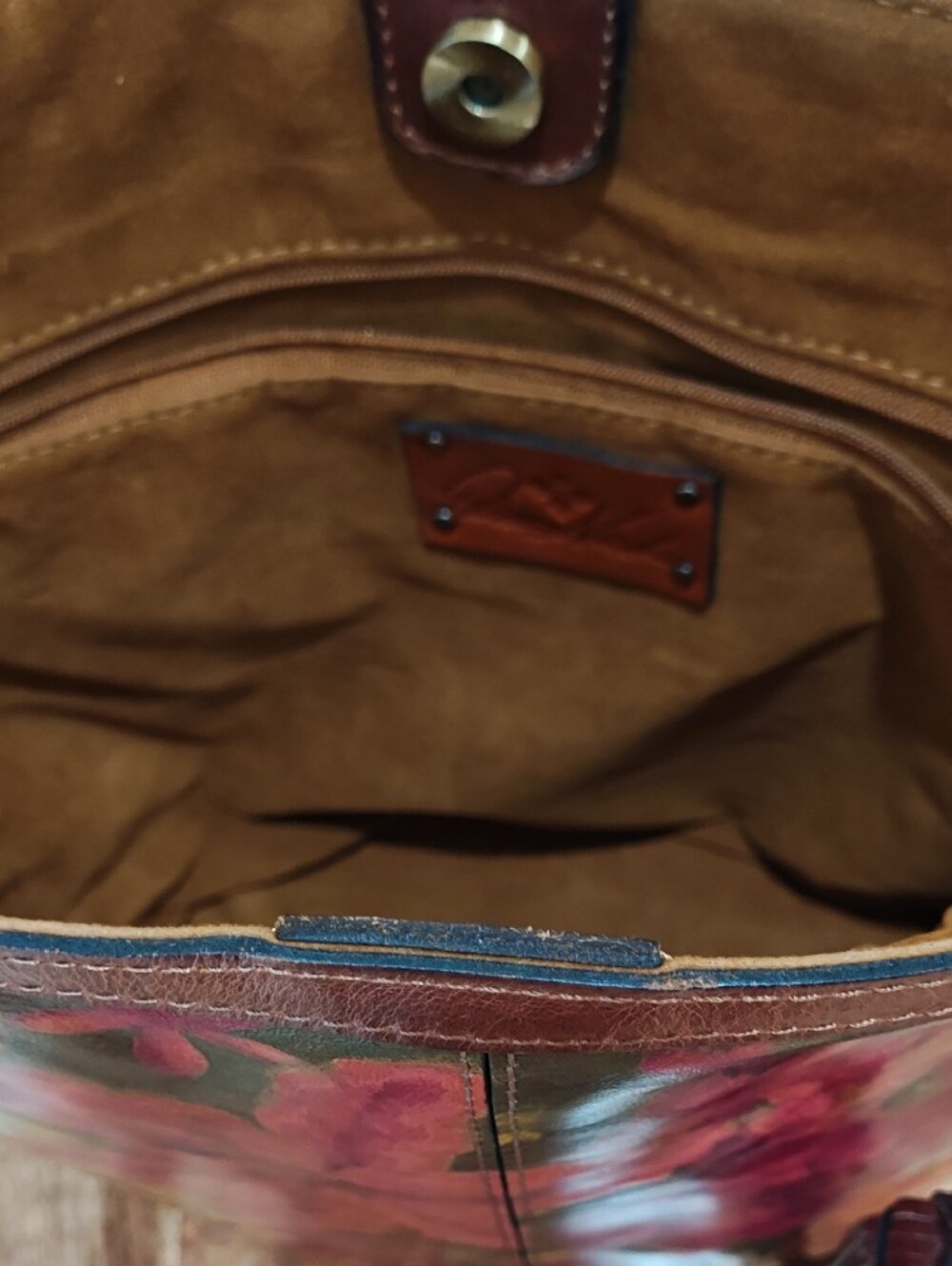 Patricia Nash Vibrant Floral Tote with Brown Trim - Picture 8 of 9
